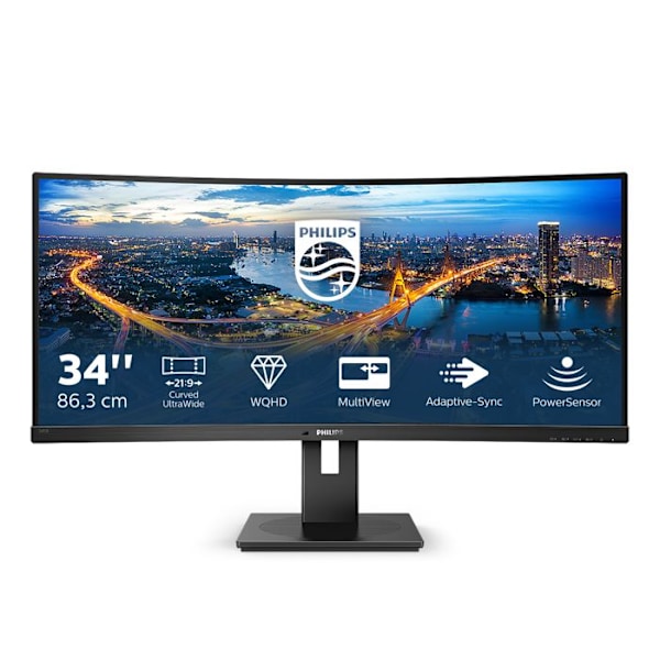 mmd - philips 345b1c 86.36cm 34in va 3440x1440 3000:1 300 cd/qm 21:9 sort sort Sort