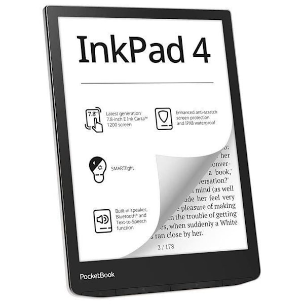 E-kirjan lukija - PocketBook - InkPad 4 - 7,8 tuumaa - Kosketusnäyttö - Stardust Silver
