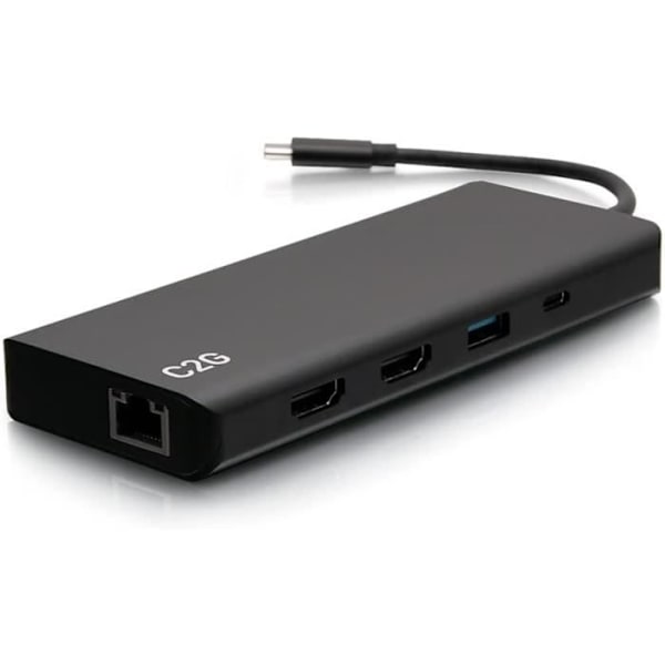 USB-C 9 in 1 - C2G - Kaksoisnäyttö - HDMI, Ethernet, USB - Teho jopa 60 W - 4K 30Hz