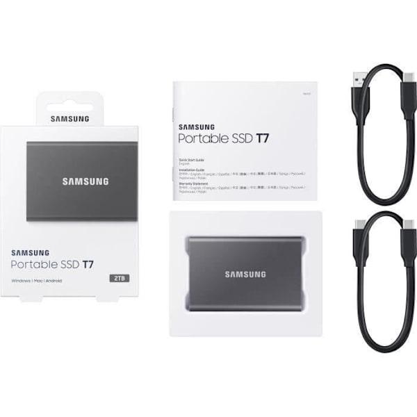 SAMSUNG Ekstern SSD T7 Grå 2 TB MU-PC2T0T/WW