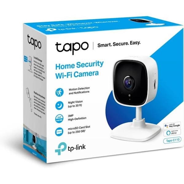 Inomhus WiFi övervakningskamera - TP-Link Tapo C110 - HD 2K 3MP - Rörelsedetektering - Night Vision