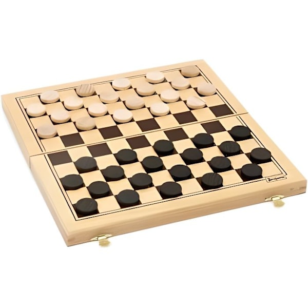 Puinen tammipeli - Jeujura - 8131 - Taitettava laatikko - 30x30x2cm - Ranskalainen