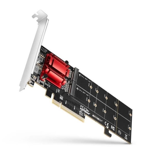 AXAGON PCEM2-ND PCIe-adapter til Zwei M.2 SSD'er - 8595247906717 Sort, Rød