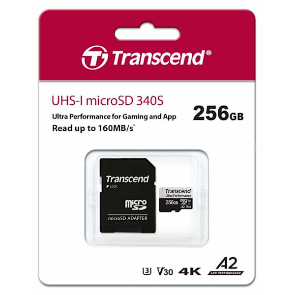 Transcend 340S 256 GB microSDXC hukommelseskort Klasse 10 - Klasse 3 UHS-I