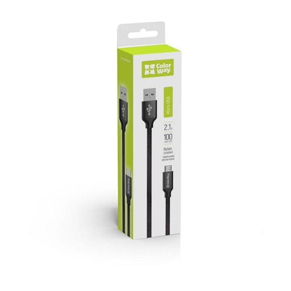 Kabel Datum, USB, Micro-USB, 2,1 A, 1 m - ColorWay (CW-CBUL004-MT) - Svart