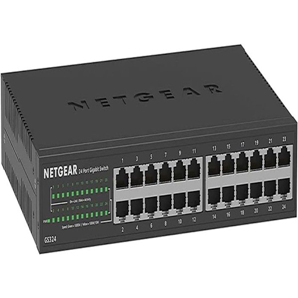 Skift ikke håndterbare 24 porte - NETGEAR - GS324-200EUS - Gigabit Ethernet - 24 porte Sort