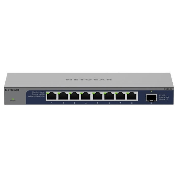 Netgear Switch GS108X - 10-portar 10/100/1000 Mbps ohanterad switch - 1 SFP+ 10 Gbps