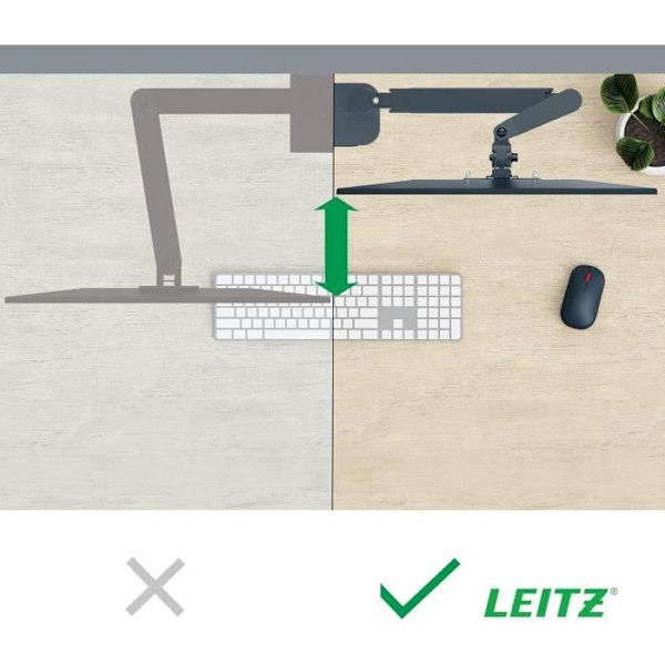 Tukijalka kaksoisnäytöille - LEITZ - Ergo - Jopa 32 - Väri Harmaa - Ergonominen