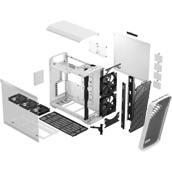 PC-kotelo - FRACTAL DESIGN - Torrent White TG Clear Tint - SSI-CEB - Optimoitu ilmavirta 5 tuulettimella -