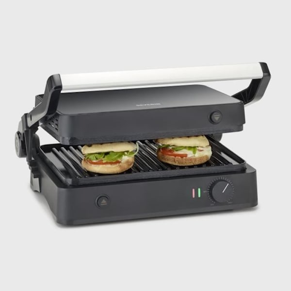 Grill SEVERIN - KG2398 - Kogeoverflade 30x22cm - Aftagelige plader - Keramisk belægning - 1800W Noir - rustfrit