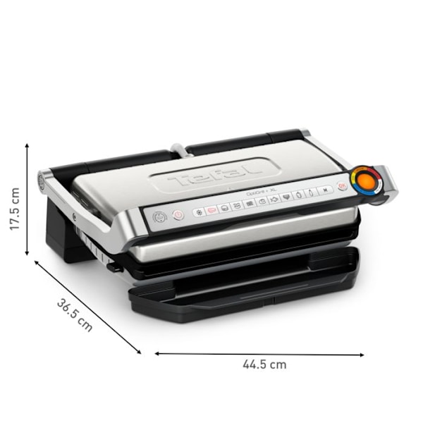 Tefal OptiGrill+ XL, Intelligent grill, 9 automatiske programmer, Perfekte resultater, Madlavningsindikator, GC728D10 Metall