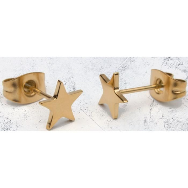 Øreringe - Suck UK - Stjerner - Rustfrit stål - Guld - Stud/Push guld-