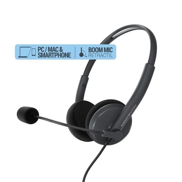 Energy Sistem Headset med mikrofon Headset Office 2 MiniJack 3,5 mm Grå
