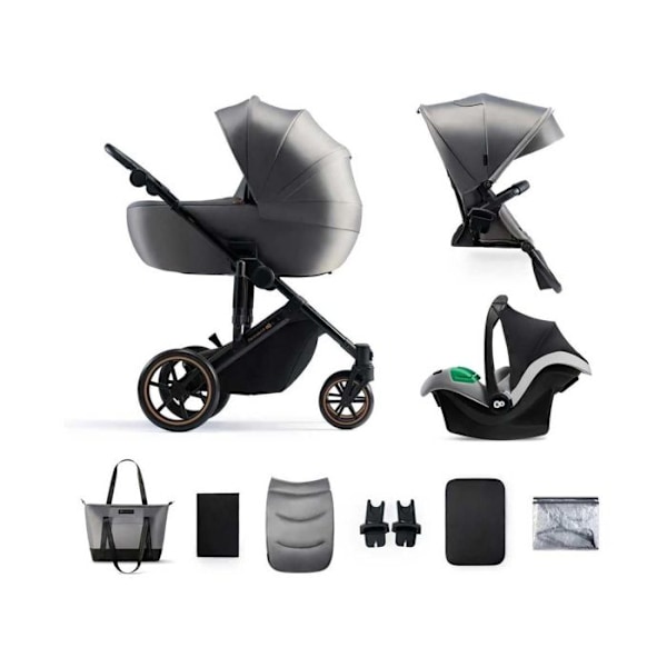 2-in-1 yhdistelmärattaat - KINDERKRAFT PRIME2 - enintään 22 kg - tilava vaunu - Laaja säätöalue - Harmaa grå