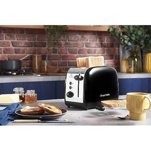 Brødrister - RUSSELL HOBBS - Colours Plus - Sort rustfrit stål - 2 skiver - 6 bruningstrin Svart