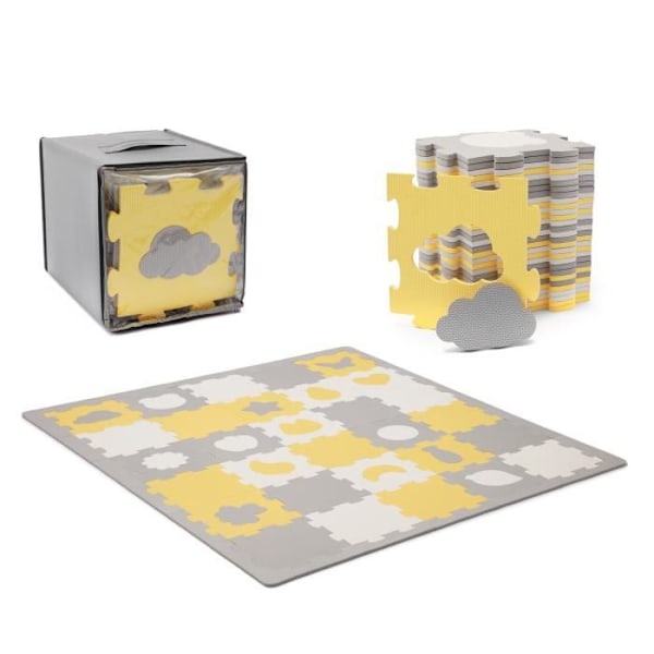 Tæppe skum puslespil 3D LUNO SHAPES - KINDERKRAFT - Gul - Unisex - 165 x 185 cm Gul