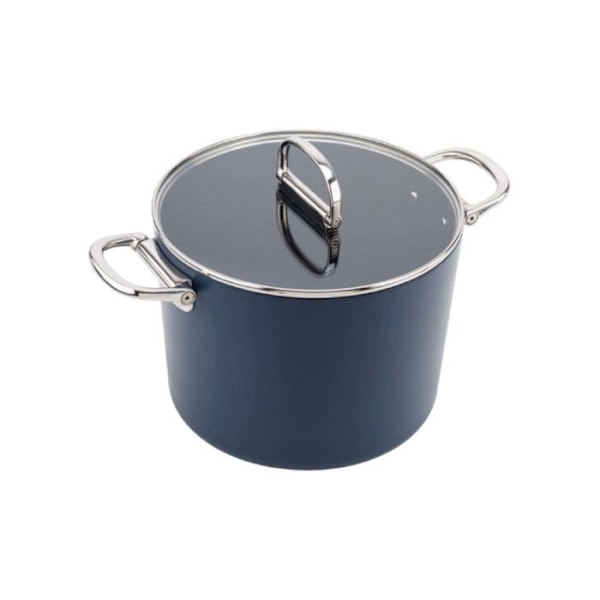 Marmite - JOSEPH JOSEPH - 25 cm - Non-stick keramisk - Foldbare håndtag - Tempered glas låg Midnattsblå