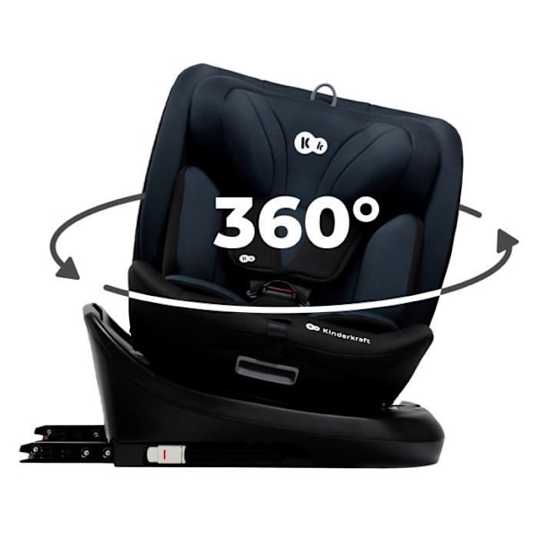 I-size turvaistuin 40-150 cm - KINDERKRAFT I-GROW - Käännettävä 360 - Integroitu perustaminen isofix - Säädettävä pääntuki - Musta sort