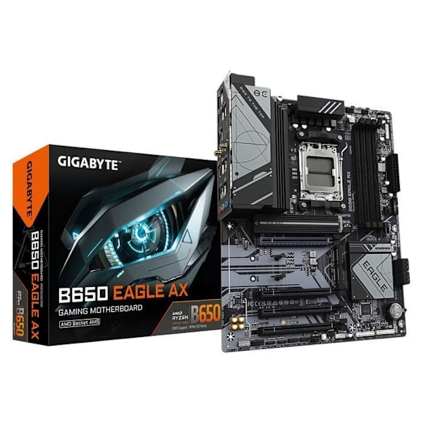 Gigabyte B650 EAGLE AX - ATX Socket AM5 AMD B650 bundkort - 4x DDR5 - M.2 PCIe 5.0 - USB 3.1 - PCI-Express 4.0 16x - Wi-Fi 6