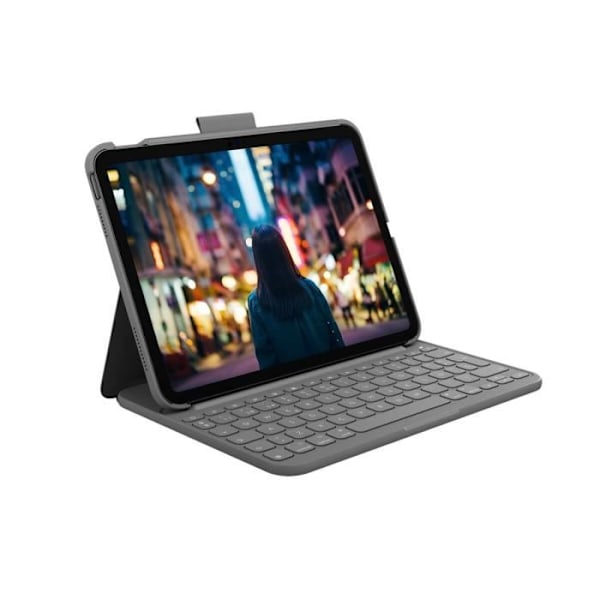 Cover til iPad + Logitech Slim Folio Keyboard Spansk Qwerty Grå