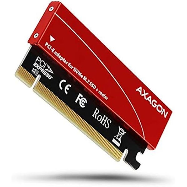 PCIe-adapter - AXAGON - PCEM2-N - 1x M.2-NVMe-SSD - Passiv køling - PCIe 3.0 x16