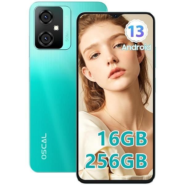 Avaamaton Oscal Tiger 10 -matkapuhelin 6,56 tuumaa 16Go+256Go-SD 1To 50MP 5180mAh Android 13 Kaksikortti - Vihreä