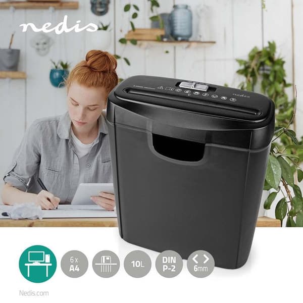 NEDIS Pappersförstörare A4 10L Shredder Svart