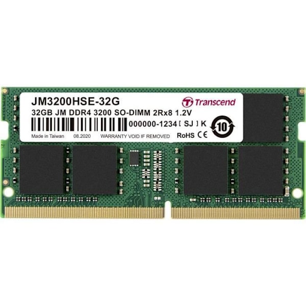 Transcend JetRam JM3200HSE-32G 32GB minnesmodul för bärbar dator 1 x 32GB RAM DDR4 3200MHz