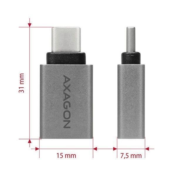 AXAGON RUCM-AFA sovitin USB-C - USB-A ALU - 8595247903822