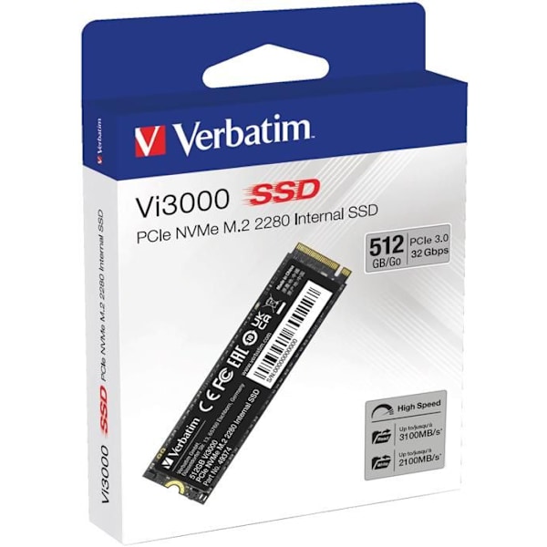Harddisk - VERBATIM - VI3000 - 512 GB - PCI Express 3.0 x4 (NVMe) - M.2