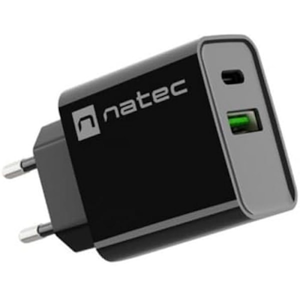Laddare - NATEC - RIBERA - 20W - 1XUSB-A - 1XUSB-C PD3.0 QC3.0 - Svart Svart