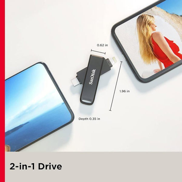 USB-muistitikku - SanDisk - iXpand Flash Drive Luxe - 64 Go - USB 3.0 - Yhteensopiva iPhone/iPad