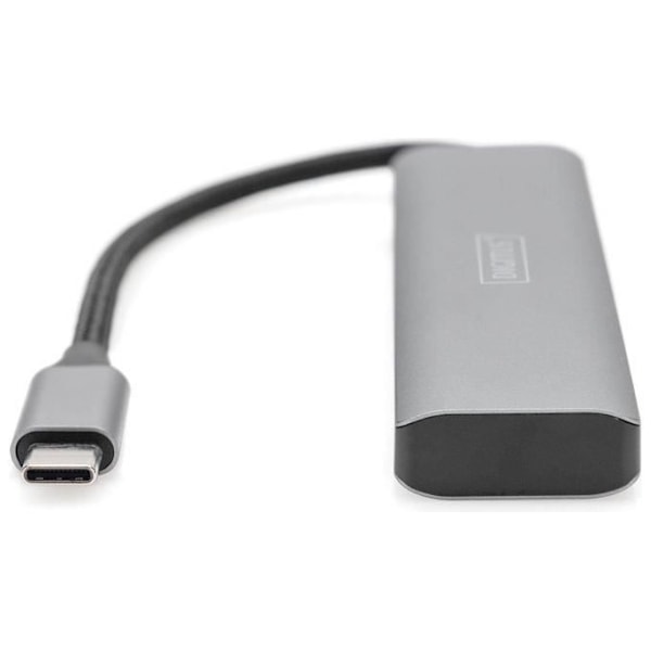 DIGITUS 4-portars USB-C-hubb - USB 3.1 Gen 1-4X USB-C - upp till 5 Gbps - Plug & Play - Aluminiumhölje - Mörkgrå