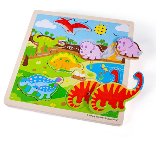 Lydpuslespil - Dinosaur - BIGJIGS - Dyr - 24 brikker - Barn Flerfarvet