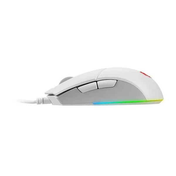 Kablet gaming mus - MSI - CLUTCH GM11 WHITE - PMW-3325 5000 DPI optisk sensor - RGB-belysning Vit