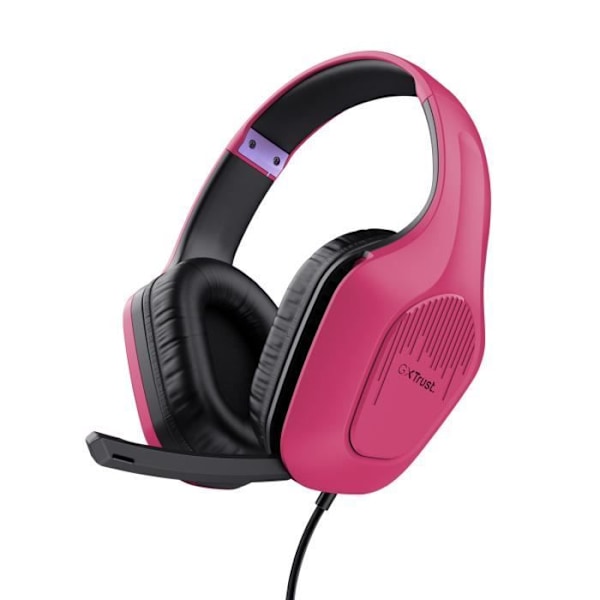 Trust Gaming GXT 415 Zirox Lightweight Wired Gaming Headset för PC, Xbox, PS4, PS5, Switch, 3,5 mm Jack, med Mic - Rosa Rosa