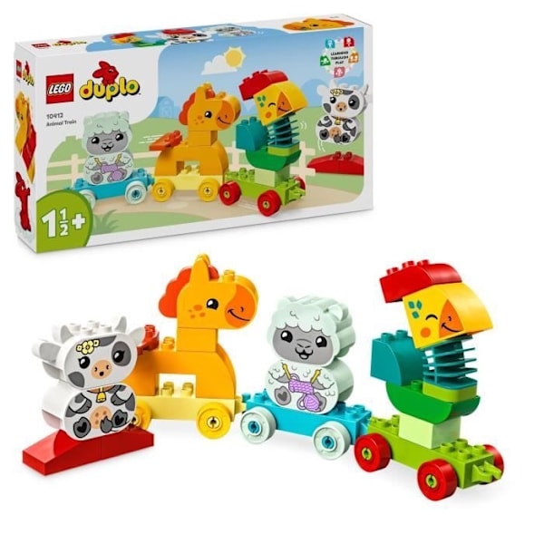 LEGO® 10412 DUPLO Mit første dyretog, legetøj på hjul til børn, kreative dyr at bygge Flerfarvet
