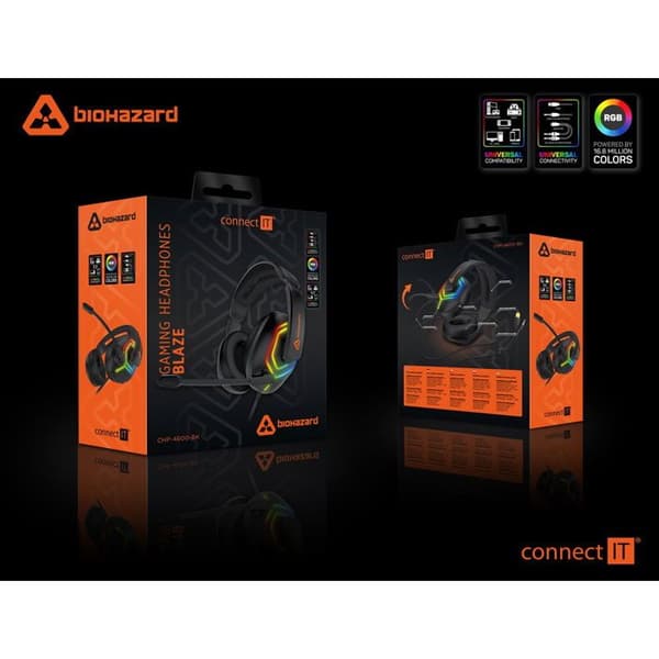 Spelhuvudtelefon - CONNECT - CHP-4600-BK - Trådad - Mikrofon - Circumaural