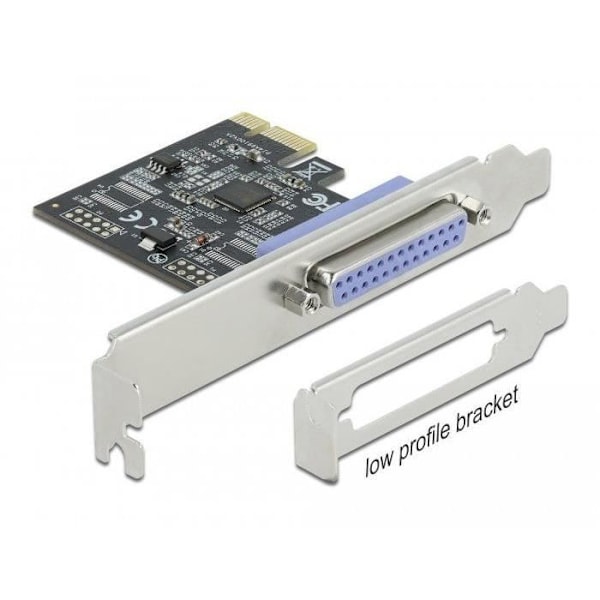 Delock PCI Express -kortti 1 x Parallel IEEE1284 - Parallel-adapteri - PCIe 2.0 matalaprofiilinen - IEEE 1284 x 1 - 90500