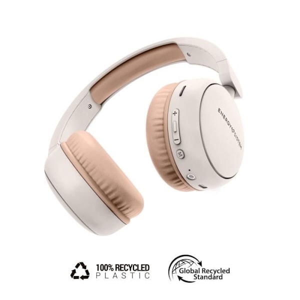 Bluetooth-hörlurar - Energy Sistem - Radiofärg - Återvunnen plast - Batteritid 16 timmar - FM-radio Grädde
