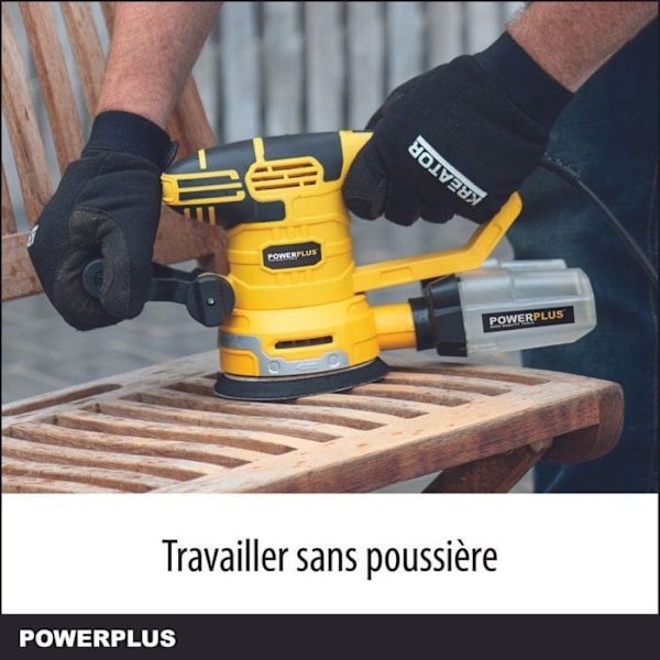 Powerplus Excentrisk Elektrisk Sliber på 450 W POWX0471 - 1 Støvpose, 3 Slibepapirer - 1 Kuffert Gul