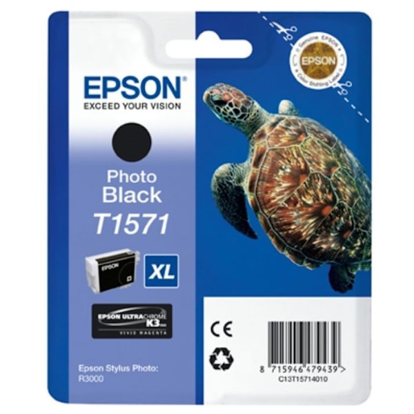 EPSON T1571 XL sort fotoblækpatron - Turtle (C13T15714010)