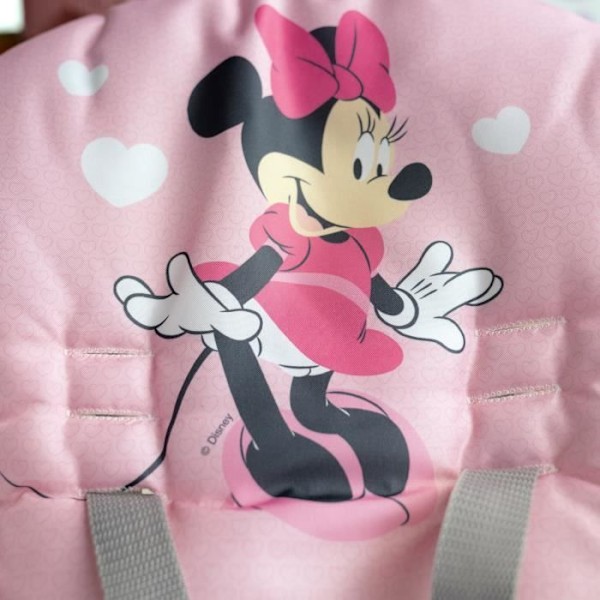 DISNEY BABY -MINIE- Bænk til baby med vippefunktion, 3-i-1 med 3 positioner og en bue med aftagelige Mickey bamse legetøj. lyserød