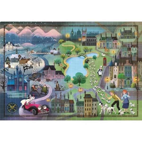 1000 pala palapeli - Clementoni - Disney Story Maps - 101 dalmatialaista - Sarjakuvat ja sarjakuvat - Lapsi - Vihreä