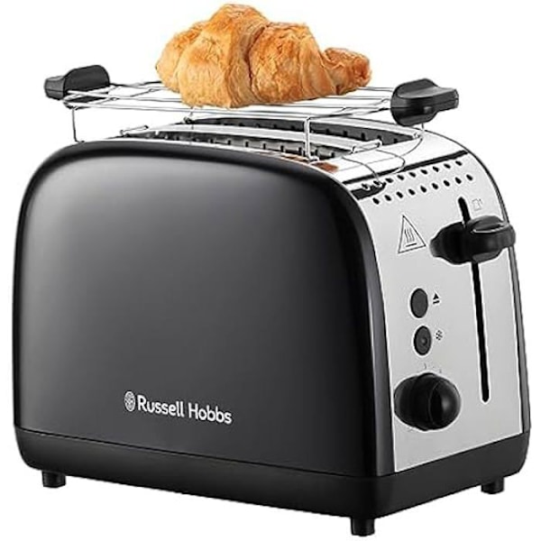 Brødrister - RUSSELL HOBBS - Colours Plus - Sort rustfrit stål - 2 skiver - 6 bruningstrin Svart