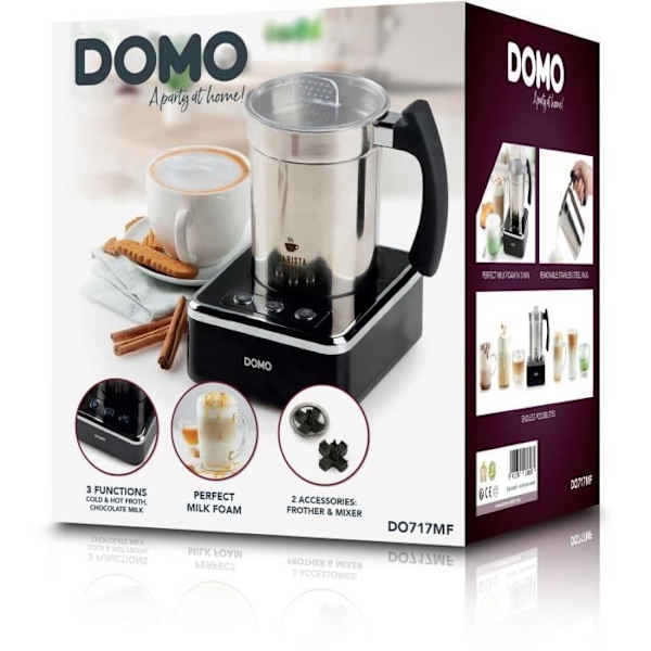 Mjölkskummare - DOMO - DO717MF - 650 W - 230 ml - 3 funktioner - Klar på 3 minuter - Rostfritt stål Grå