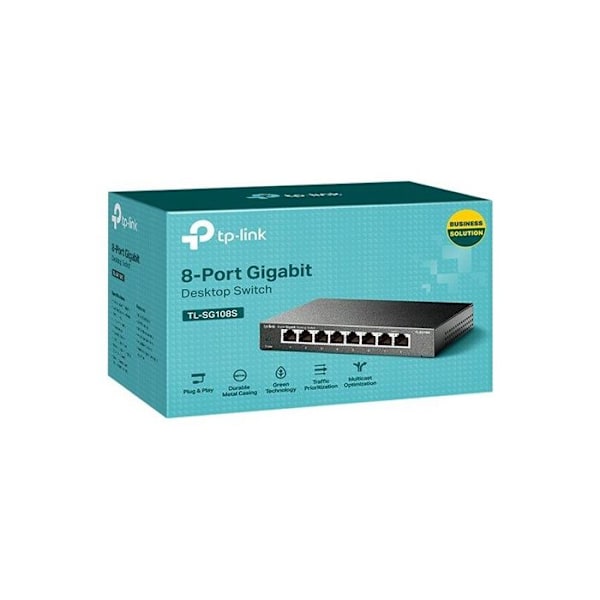 Switch Gigabit - TP-LINK - Tl-Sg108S - 8 portar - Icke hanterad - QoS, Plug and Play