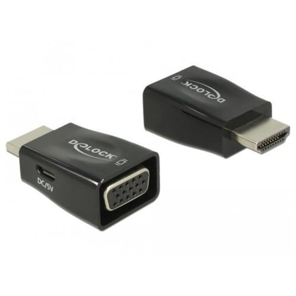 DELOCK 65902 HDMI TIL VGA SORT KABELADAPTER OG STIK