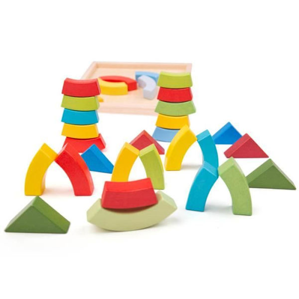 Rakennusleikit - Bigjigs - Geometriset muodot lajiteltavaksi - 36 puukappaletta - Sopii yli 3-vuotiaille - Sekä tytöille että pojille