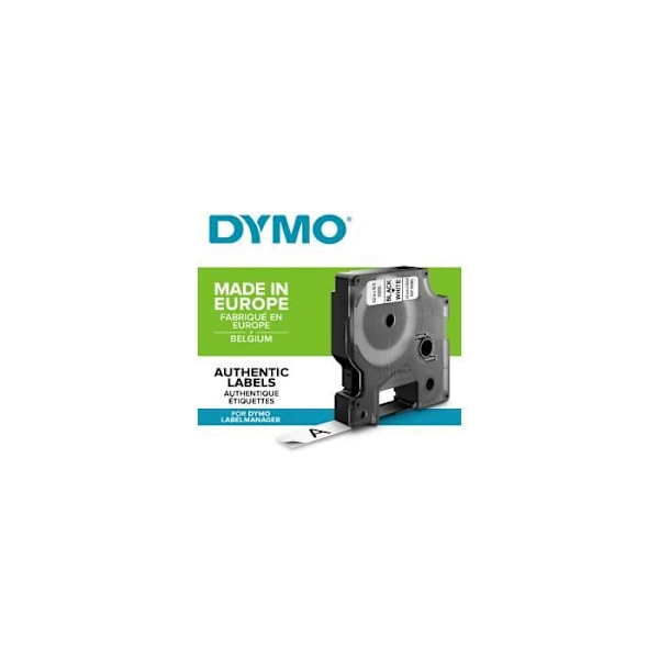 Cassettebånd D1 - DYMO - Polyester Permanent - 12mm x 5,5m - Sort/Hvid - Effektiv etikettering